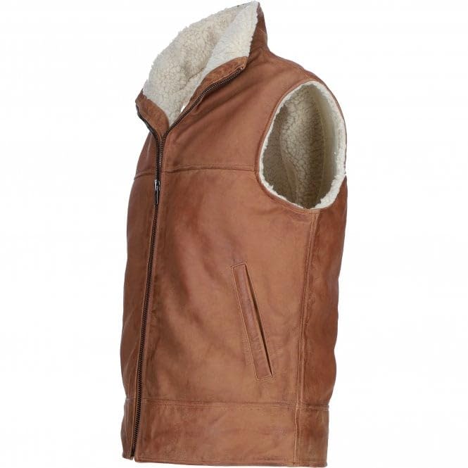Men's Leather Waistcoat Brown ALPHA Vest