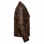 Motorcycle jacket with skull back | brown leather biker jacket | vintage moto style