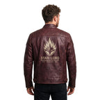 Men's Star-Lord Inspired Maroon Leather Jacket | Galactic Hero Cosplay Coat