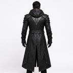 Men's Handmade Black Leather Samurai Coat | Hooded Ronin Cosplay Jacket, Warrior Armor