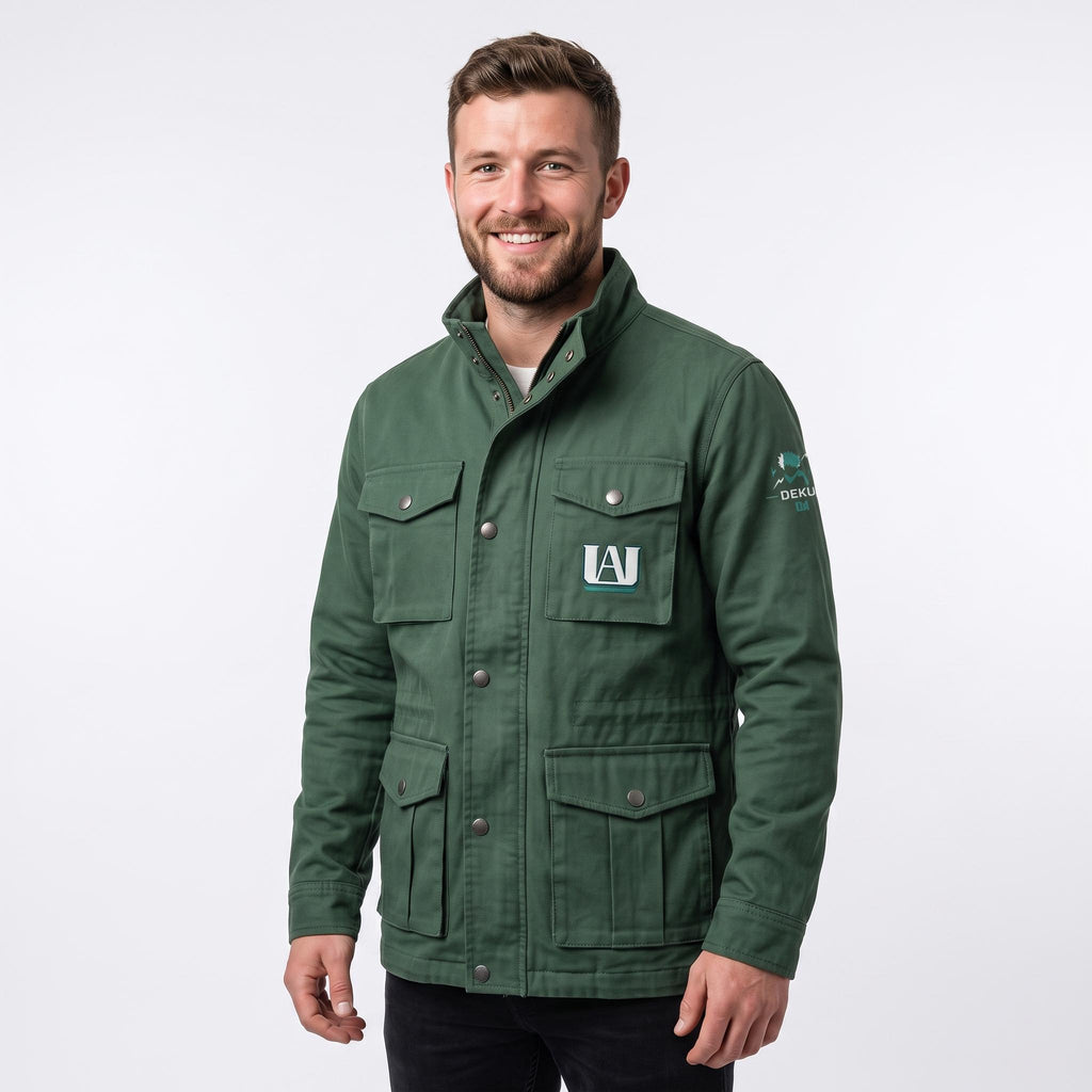 Green Deku Inspired Utility Jacket | Men's Anime Hero Academy Cosplay Coat