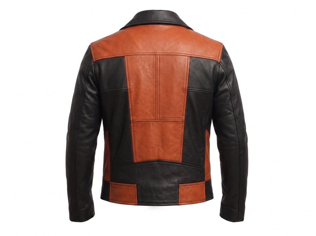Men's Leather Biker Moto Jacket | Gothic Cross Design | Embroidered Patch jacket