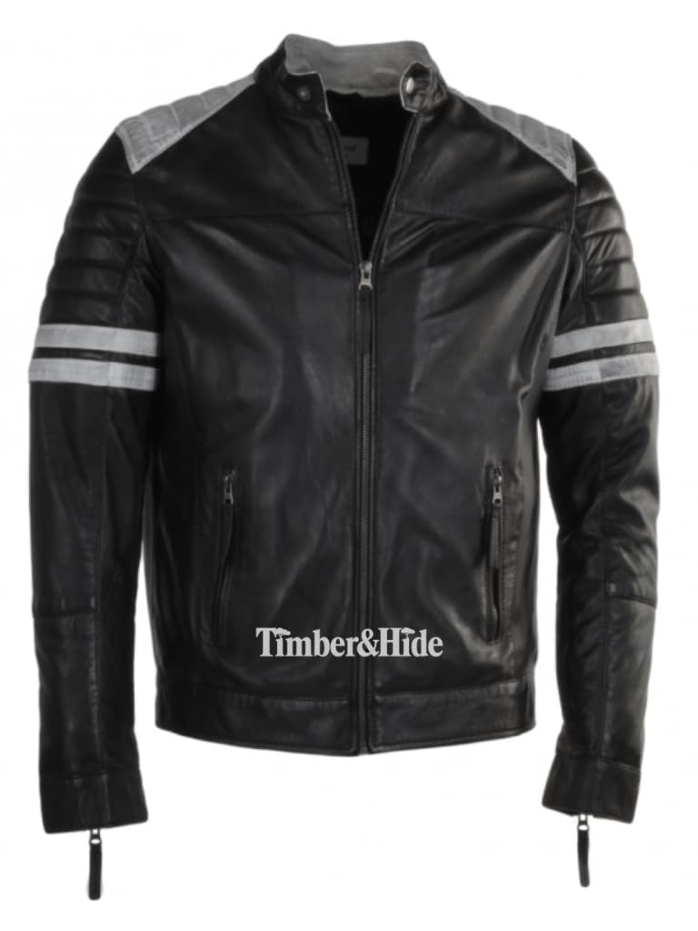 Men's Leather Club Biker Jacket Black