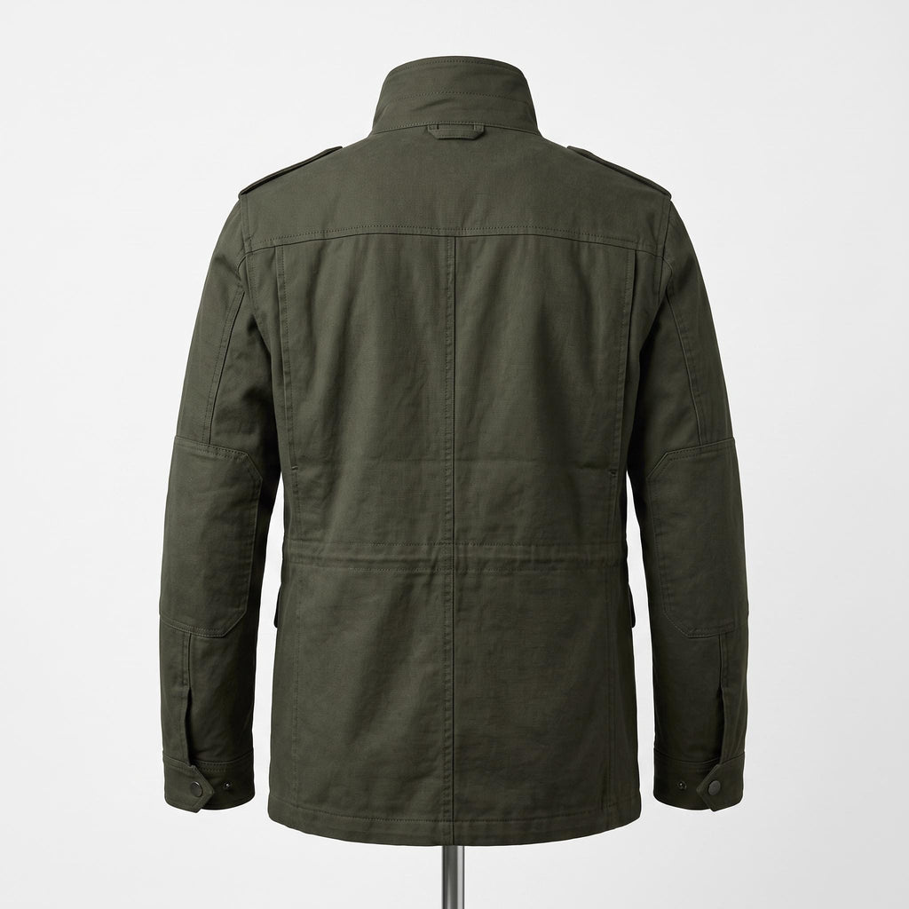Men's Leon Kennedy Green Cotton Utility Coat | Military Style Men's Field Jacket (Cosplay)