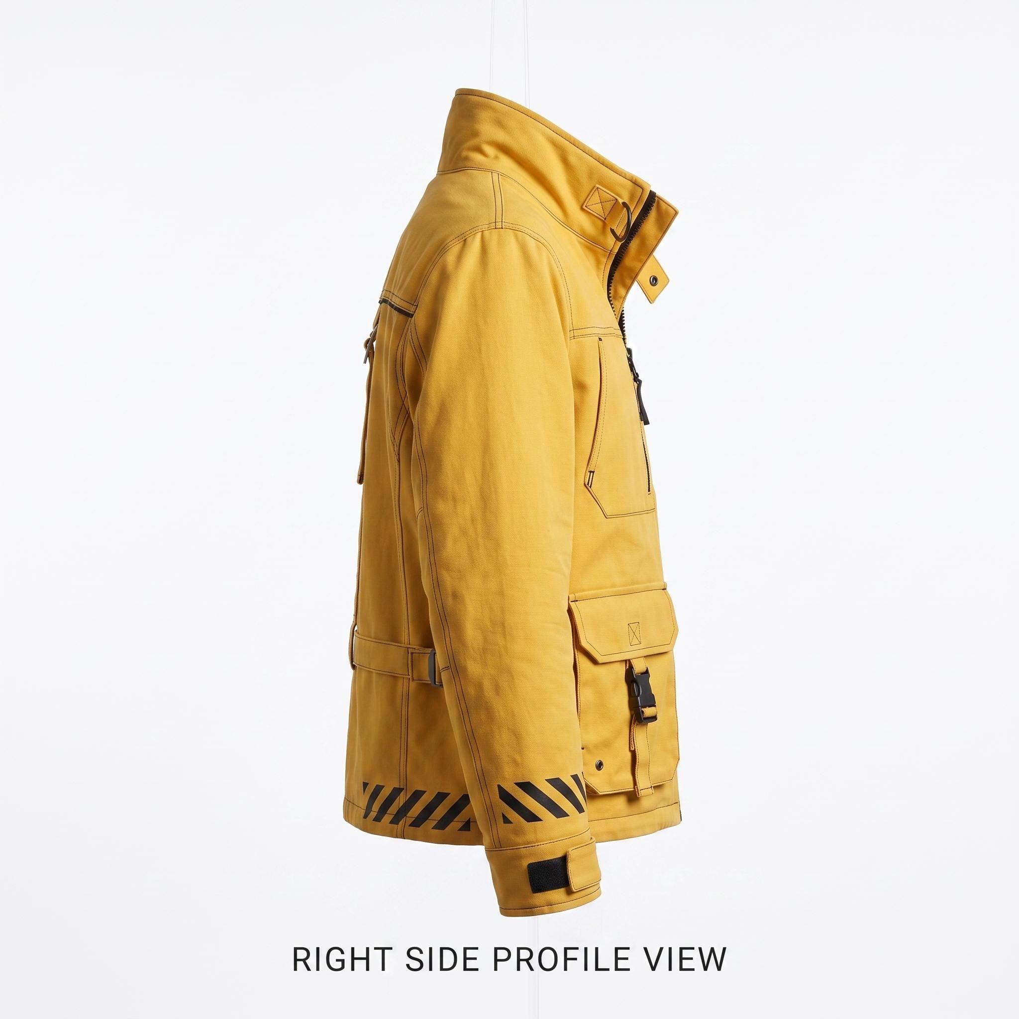 Women's Yellow Techwear Jacket Women, Cyberpunk Streetwear High-Collar Cotton Coat