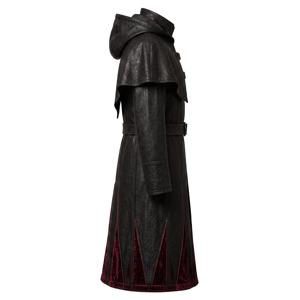 Women's Genuine Leather Hooded Cloak: Medieval Gothic Renaissance Fantasy Cape