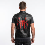 Spider-Man Inspired Vest Cosplay Costume Jacket – Red Black Leather-Style Superhero Comic Con Outfit