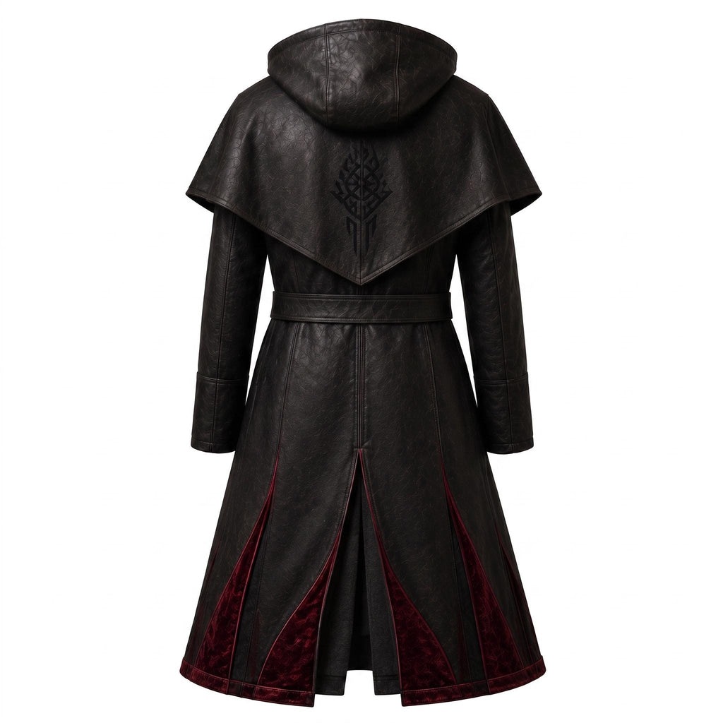 Women's Genuine Leather Hooded Cloak: Medieval Gothic Renaissance Fantasy Cape