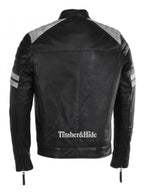 Men's Leather Club Biker Jacket Black