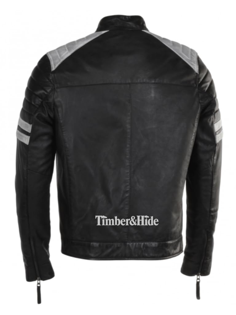 Men's Leather Club Biker Jacket Black