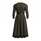 Men's Medieval Warrior Robe with Leather Shoulder Armor, Viking Tunic Costume, Fantasy Knight Garment