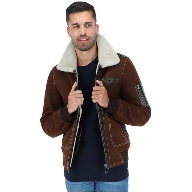 Men's Premium Leather Aviator Jacket with Detachable Collar