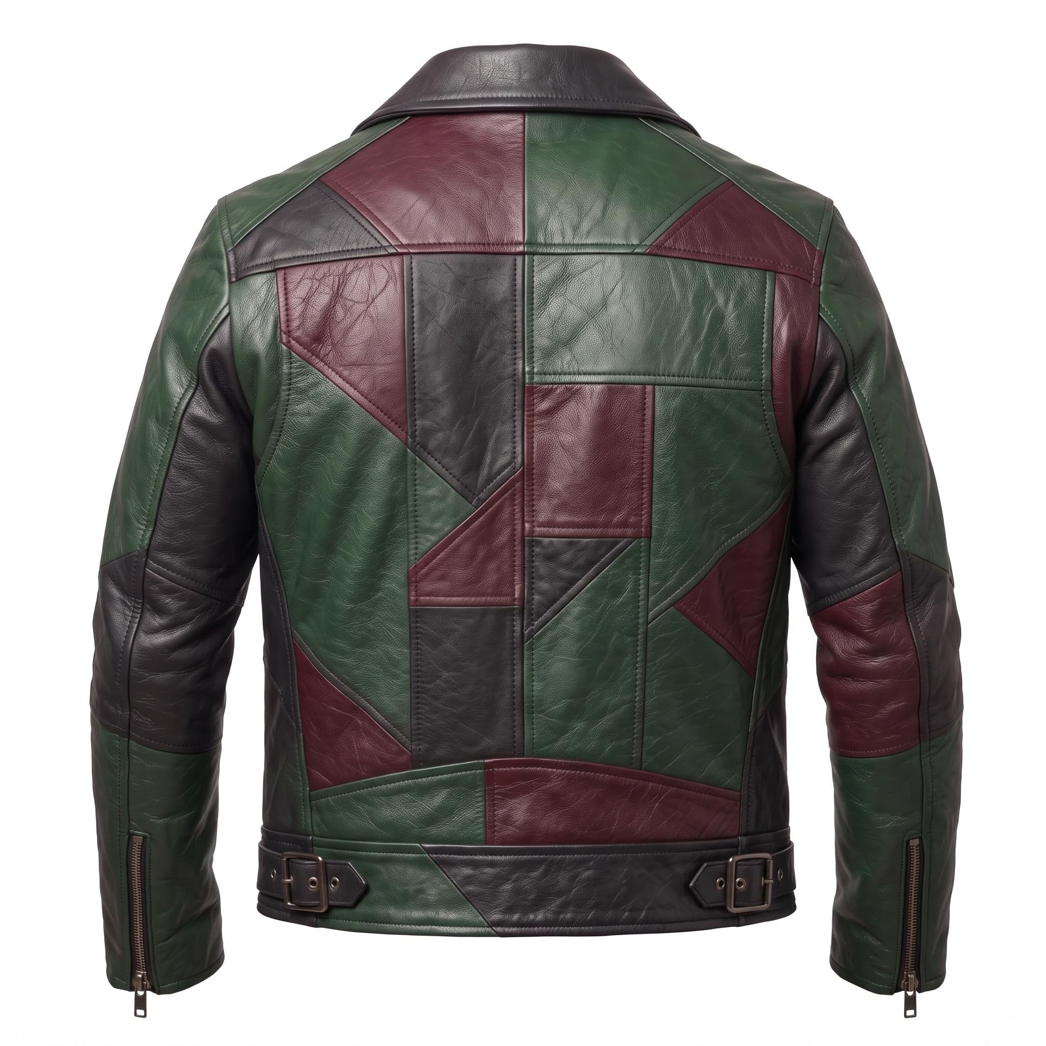 Men's Leather Biker Moto Jacket | Gothic Cross Design | Embroidered Patch jacket