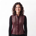 Burgundy Leather Vest | Women's Genuine Tailored Waistcoat, Dark Academia Style