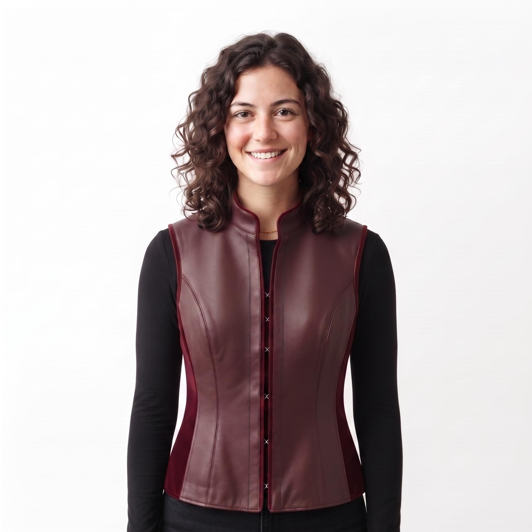 Burgundy Leather Vest | Women's Genuine Tailored Waistcoat, Dark Academia Style