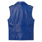 Timber AND Hide Men's Genuine Leather Motorcycle Biker Vest – Classic Double Rider Style with Studded Shoulders