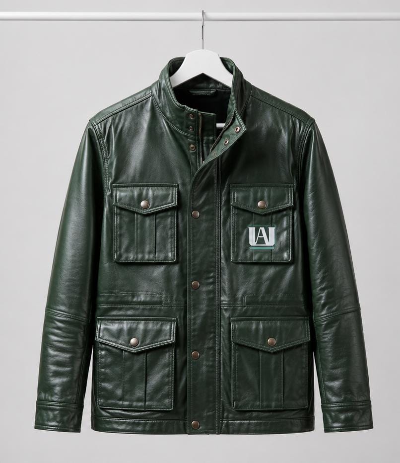 Green Leather Deku Cosplay Jacket | My Hero Academia Plus Ultra Anime Coat