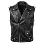 Men's Handmade Studded Black Leather Vest | Punk Rock Biker Jacket