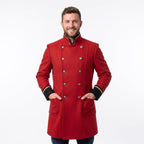 Men's Alchemist Edward Elric Inspired Red Wool Coat Anime Military Cosplay Overcoat Convention