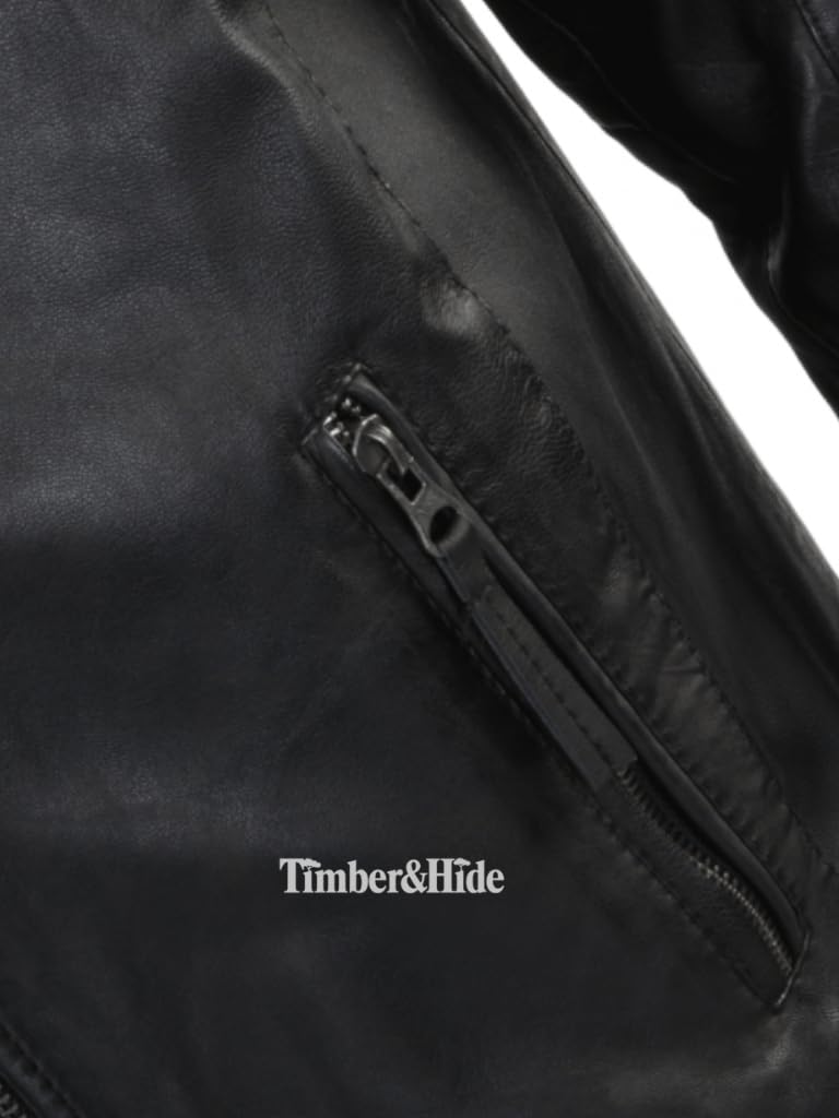 Men's Leather Club Biker Jacket Black