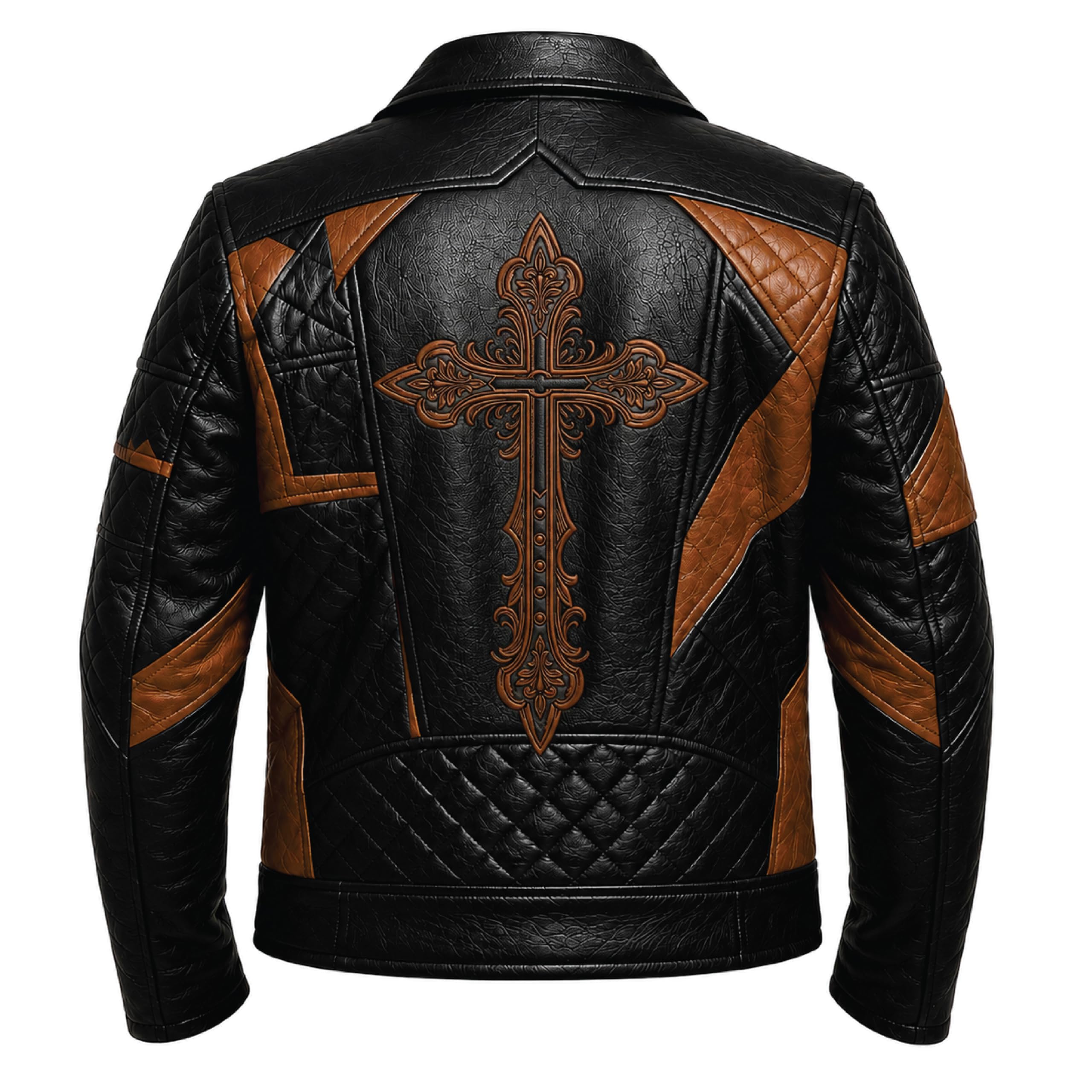 Men's Patchwork Leather Biker Jacket