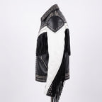 Man's Handmade Western Fringe Leather Jacket | Studded Cowboy Biker Coat