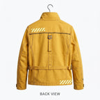 Women's Yellow Techwear Jacket Women, Cyberpunk Streetwear High-Collar Cotton Coat