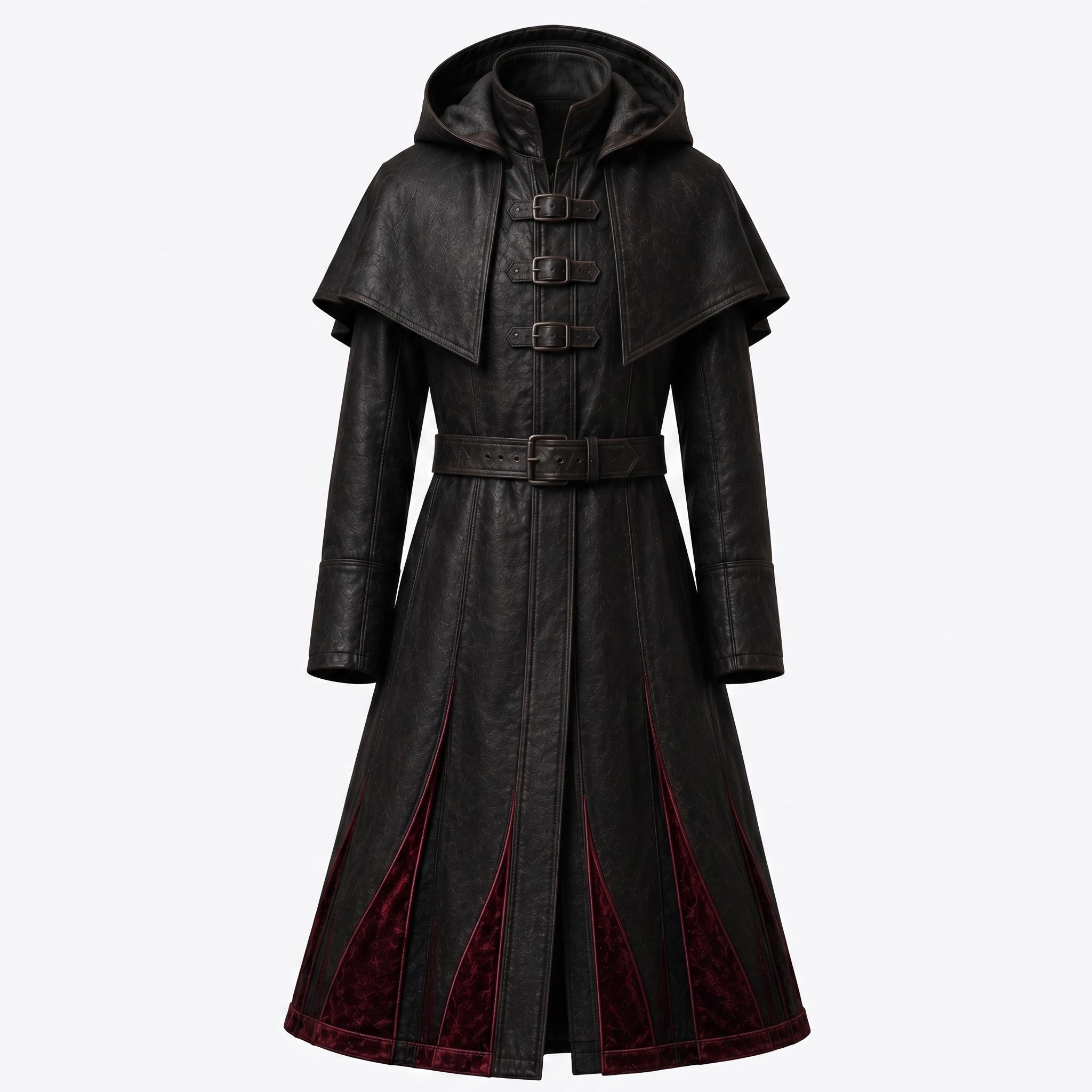 Women's Genuine Leather Hooded Cloak: Medieval Gothic Renaissance Fantasy Cape