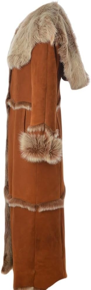 Timber AND Hide Women’s Sheepskin Long Suede Trench Coat | long trench coat for women | shearling trenchcoat | trench coat women