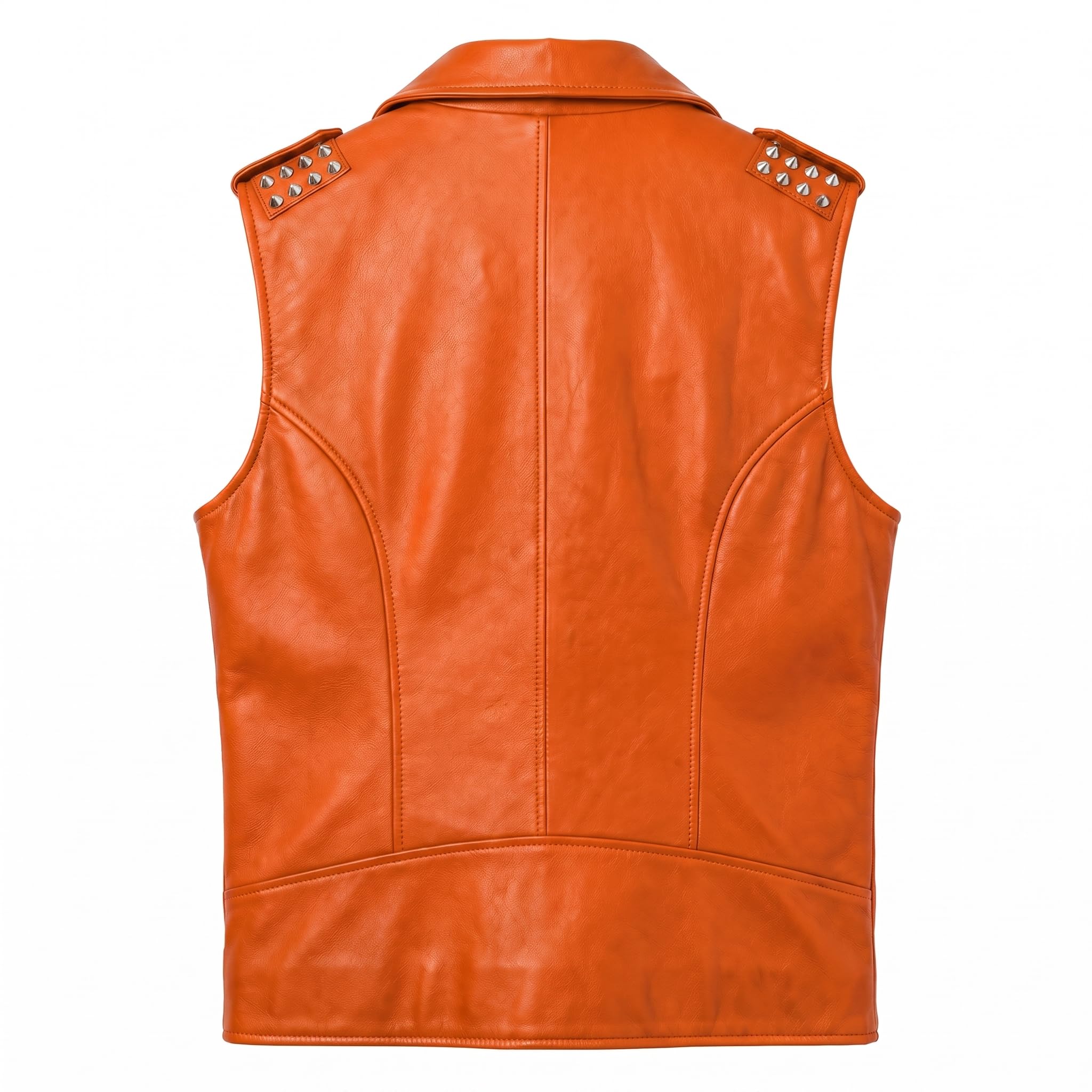 Timber AND Hide Men's Genuine Leather Motorcycle Biker Vest – Classic Double Rider Style with Studded Shoulders