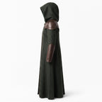 Doctor Doom Inspired Wool Coat with Leather Armor, Hooded Fantasy Cosplay Jacket