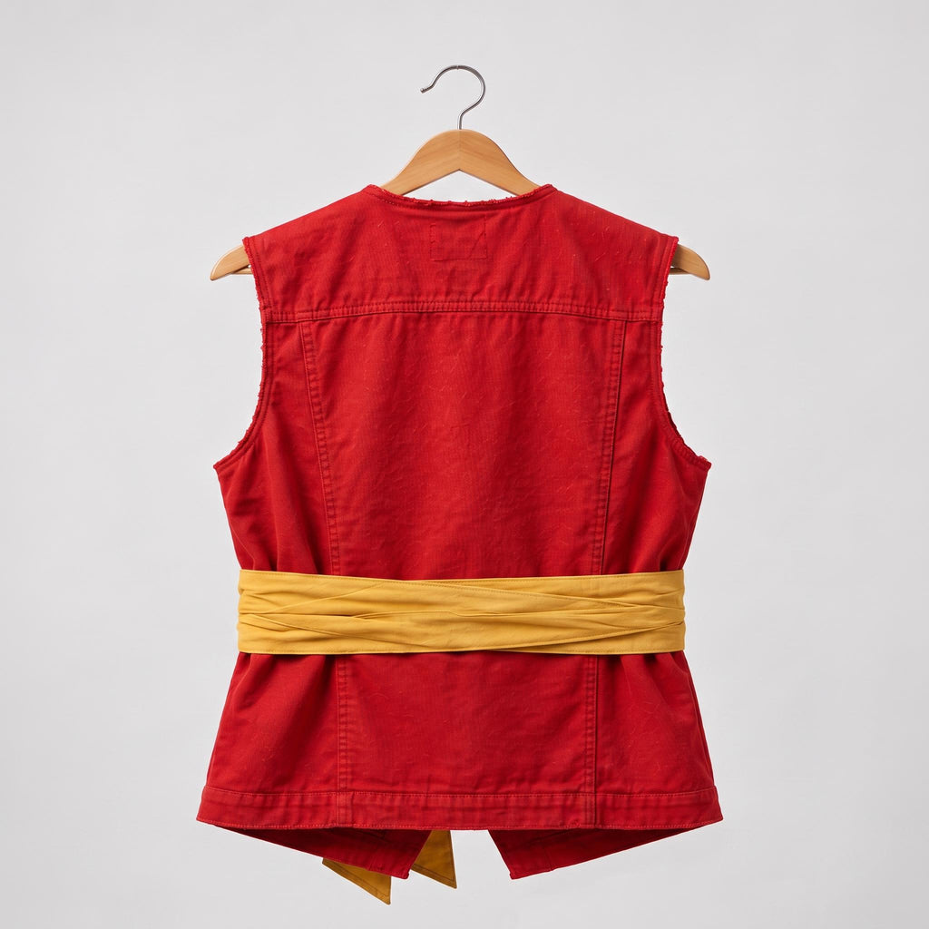 One Piece Luffy Red Cotton Vest | Men's  Pirate Inspired Anime Cosplay Jacket