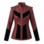 Burgundy Leather Velvet Jacket | Gothic Victorian Steampunk Fitted Coat