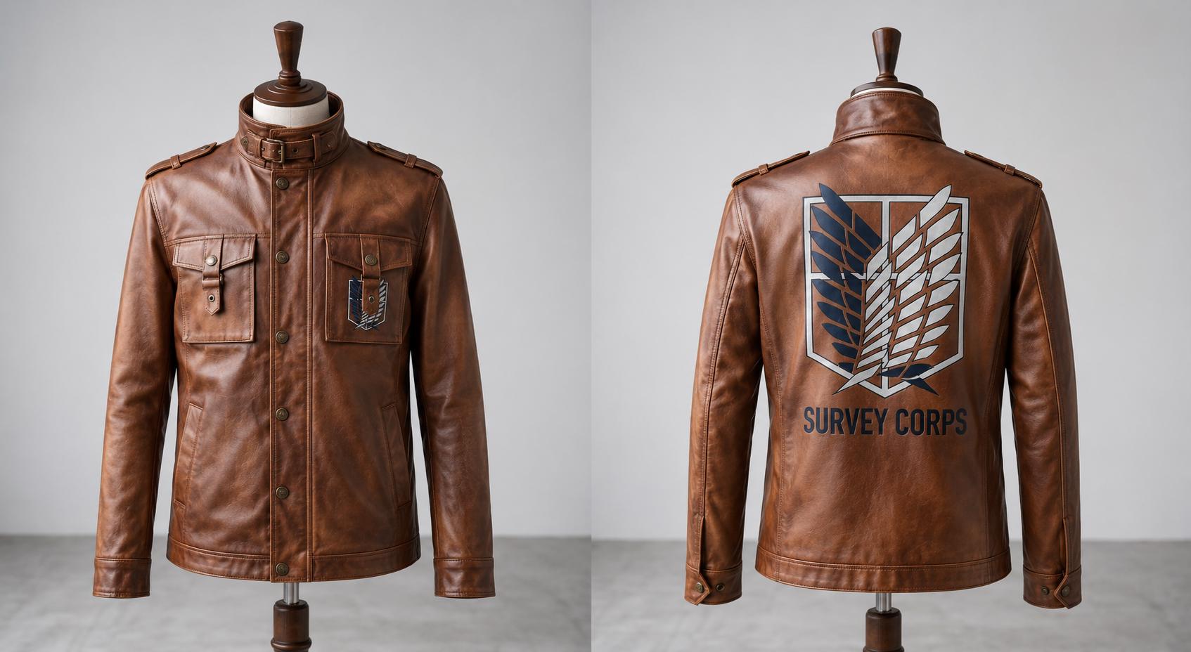 Attack on Titan Survey Corps Leather Jacket | Man's Military Scout Cosplay Coat