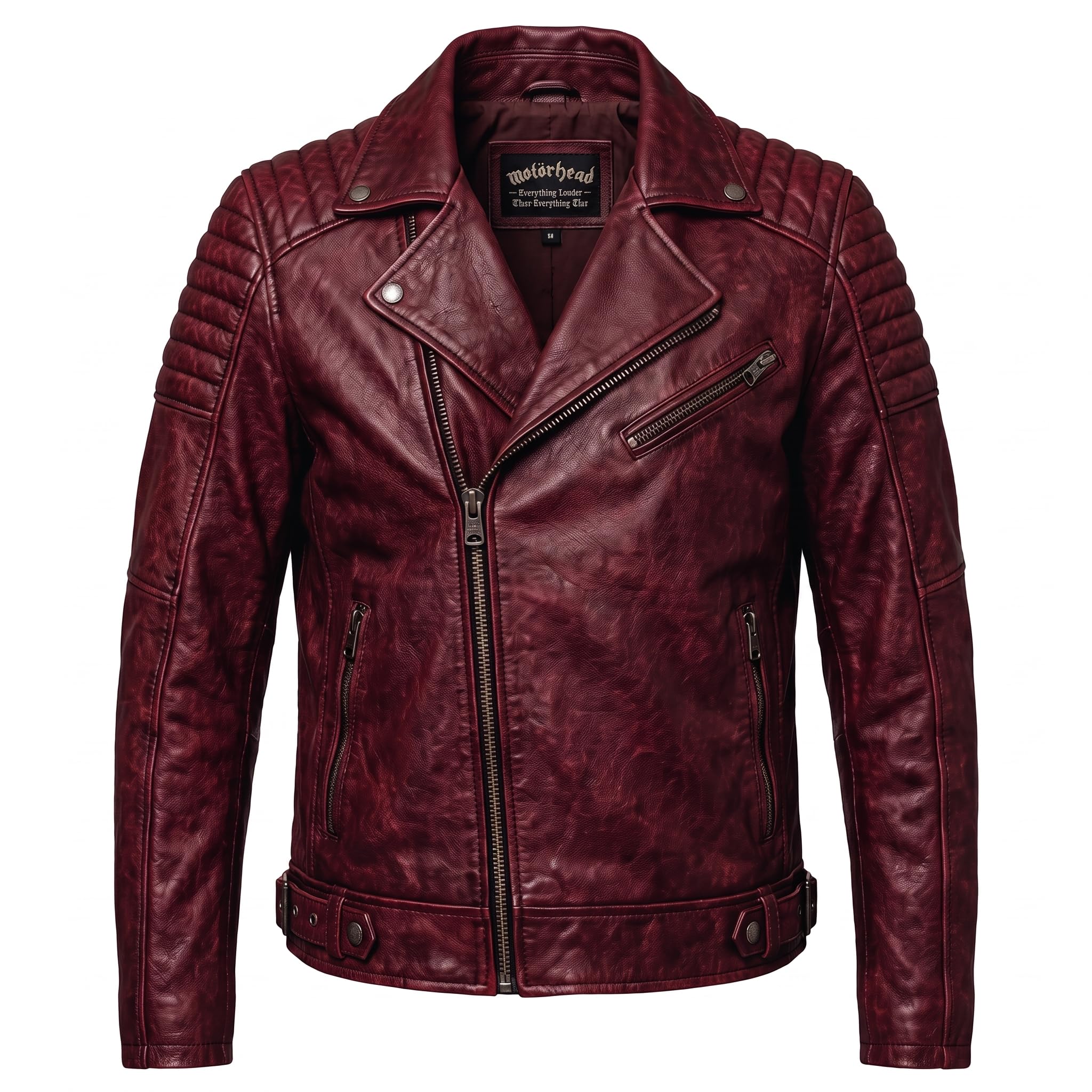 Men's motorcycle jacket with skull back | brown leather biker jacket | vintage moto style