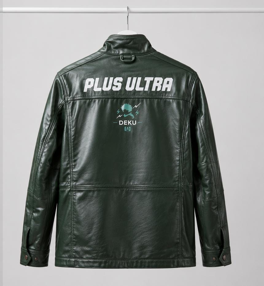 Green Leather Deku Cosplay Jacket | My Hero Academia Plus Ultra Anime Coat
