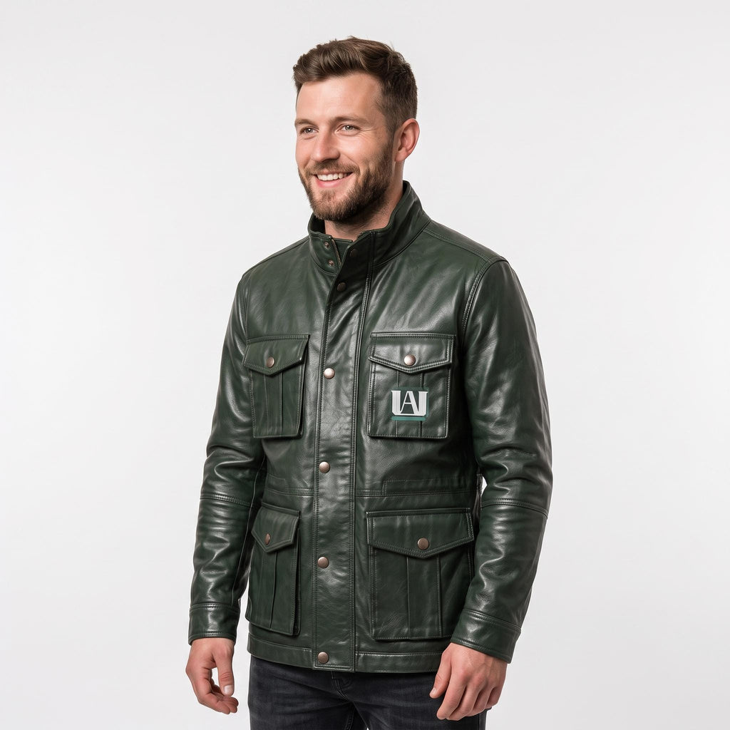 Green Leather Deku Cosplay Jacket | My Hero Academia Plus Ultra Anime Coat