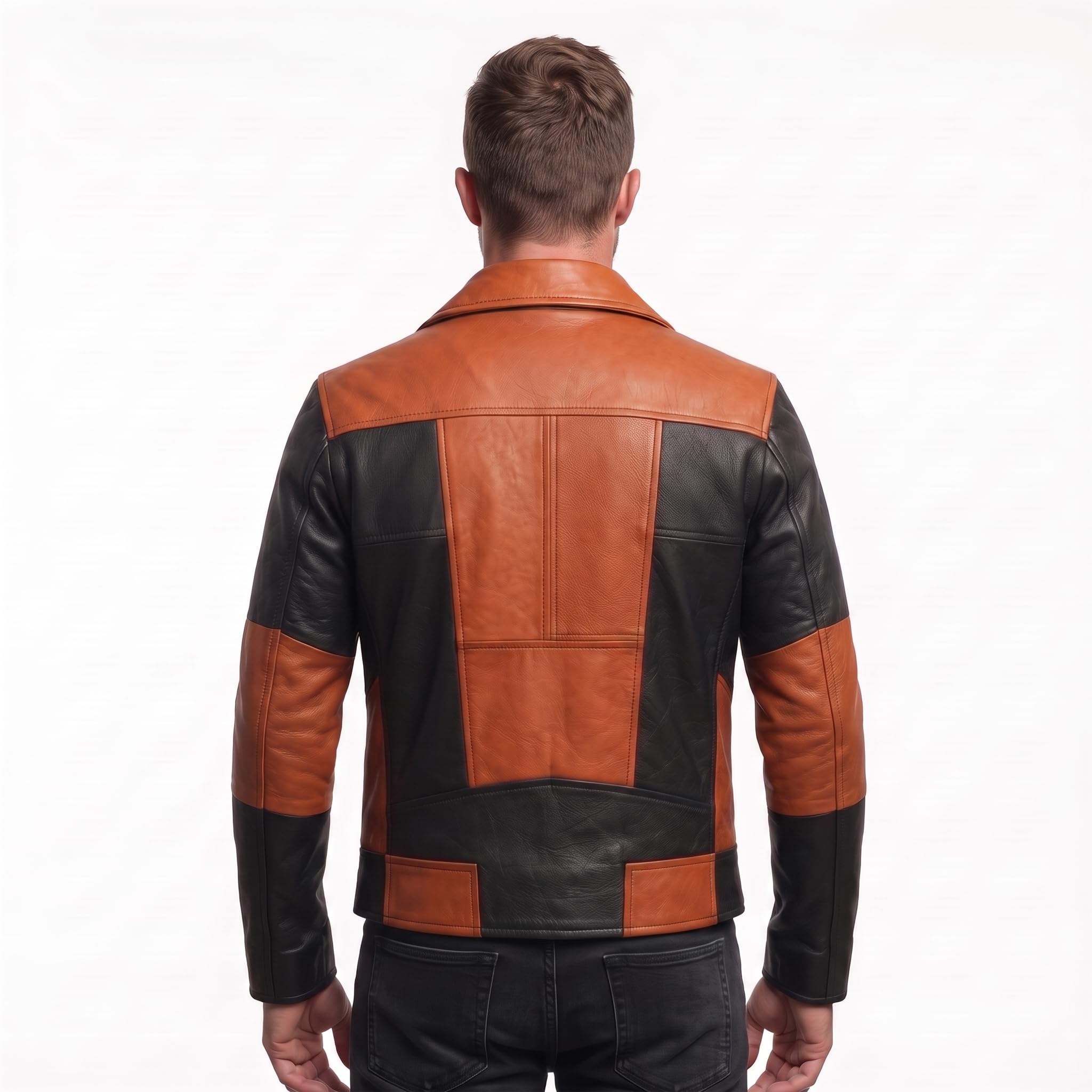 Men's Leather Biker Moto Jacket | Gothic Cross Design | Embroidered Patch jacket