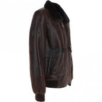 Men's Premium Leather Aviator Jacket with Detachable Collar
