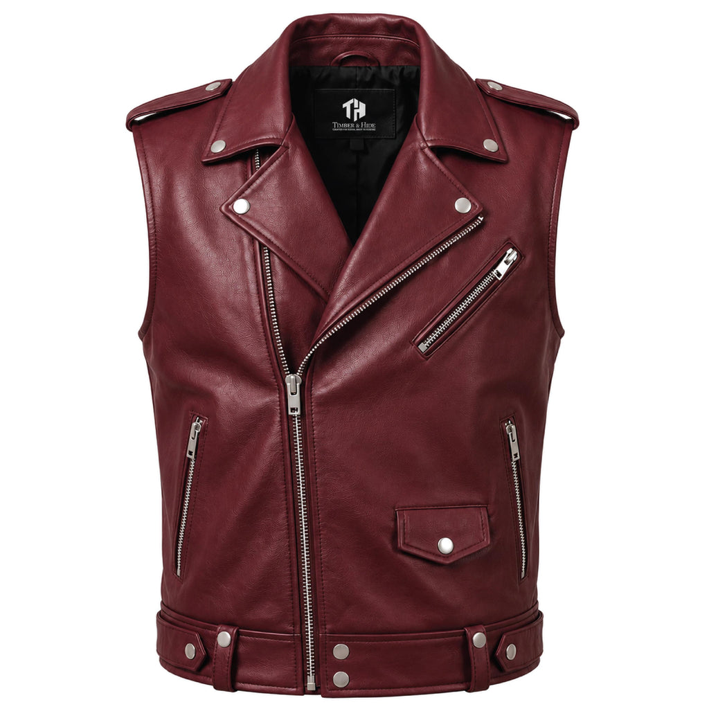 Handmade Cowhide Leather Vest | Classic Biker Vest | Gothic Rocker Sleeveless Jacket