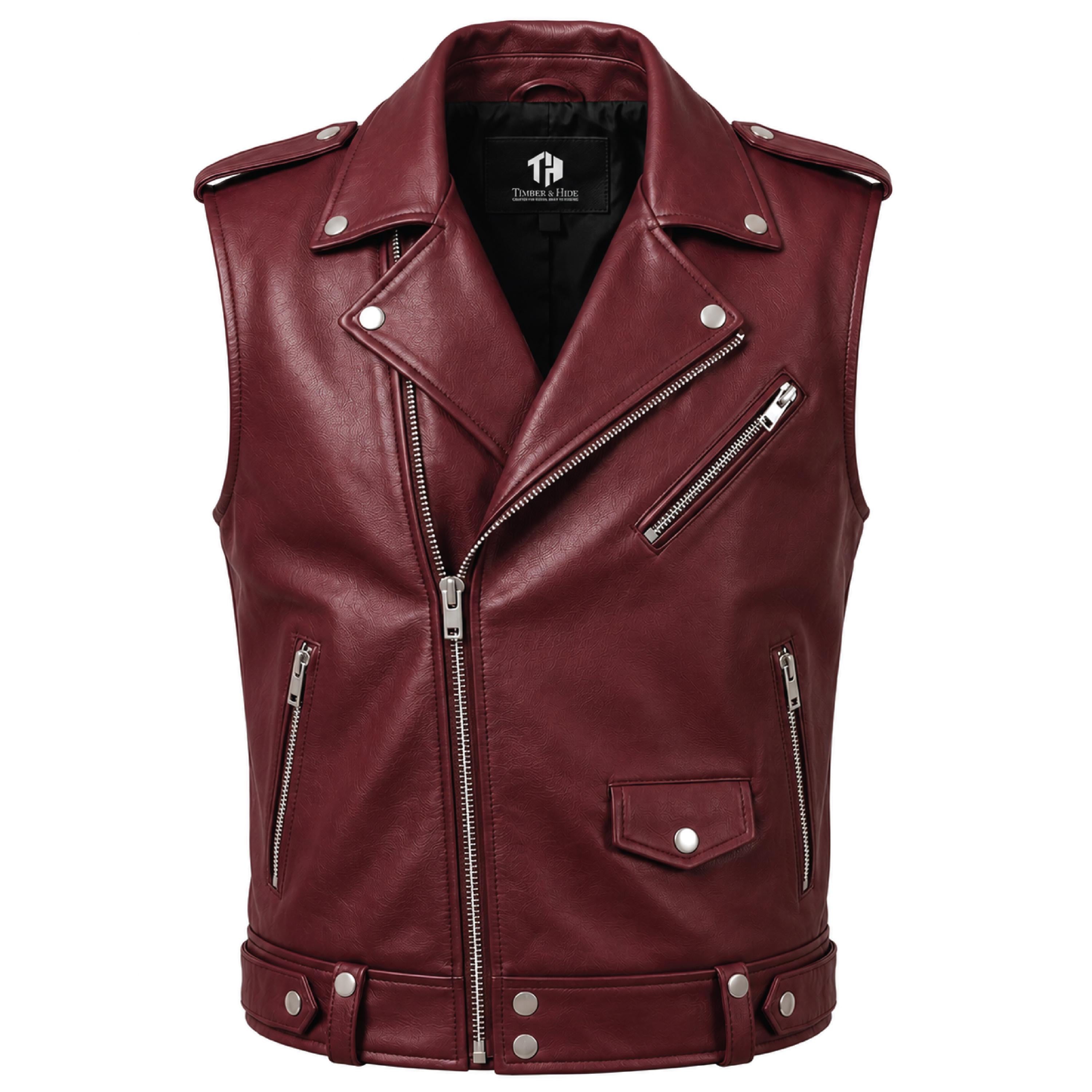 Handmade Cowhide Leather Vest | Classic Biker Vest | Gothic Rocker Sleeveless Jacket