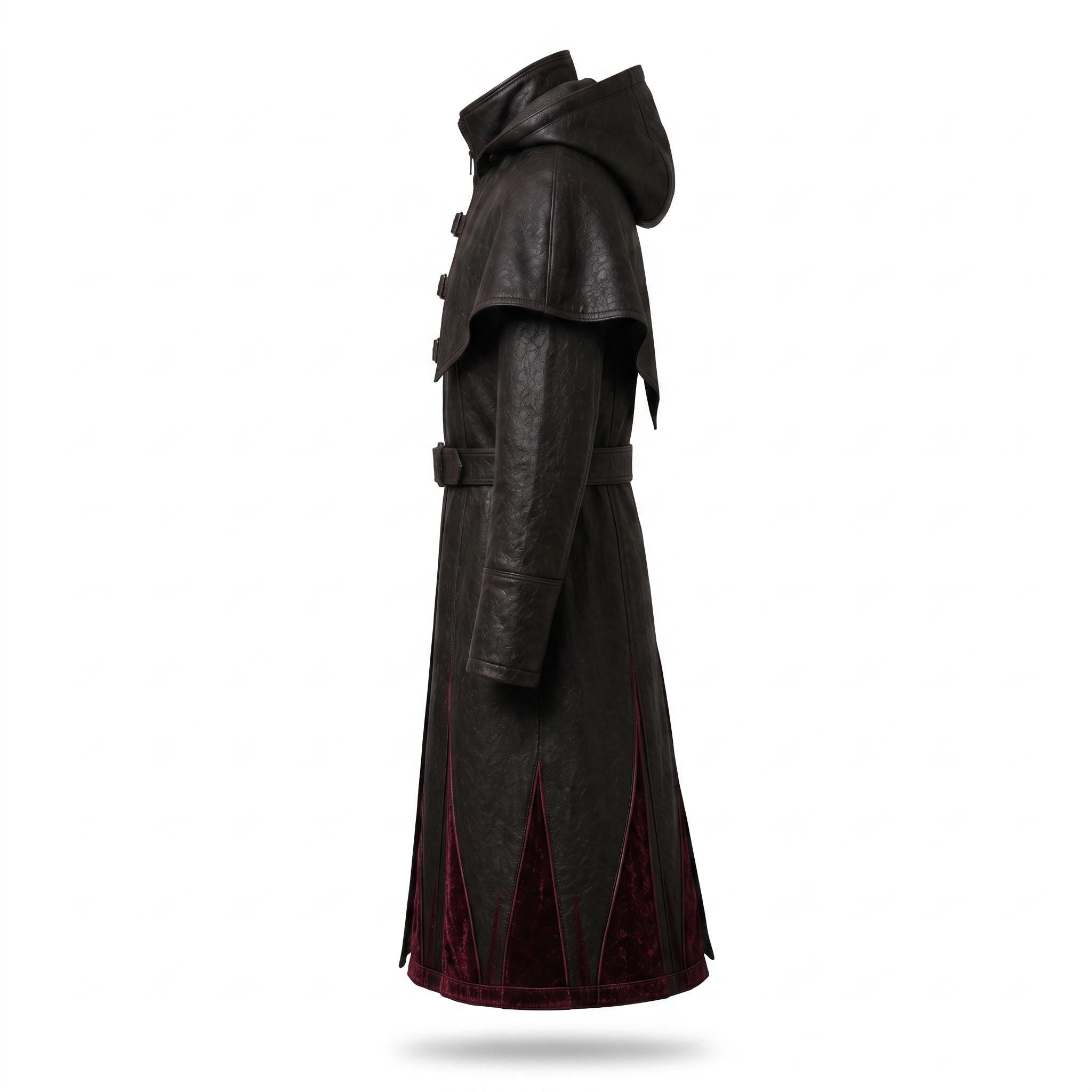 Women's Genuine Leather Hooded Cloak: Medieval Gothic Renaissance Fantasy Cape