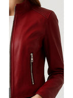 Ava Leather Red Jacket - Women's Leather Jacket Red