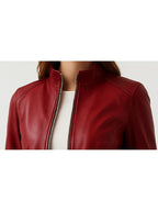 Ava Leather Red Jacket - Women's Leather Jacket Red