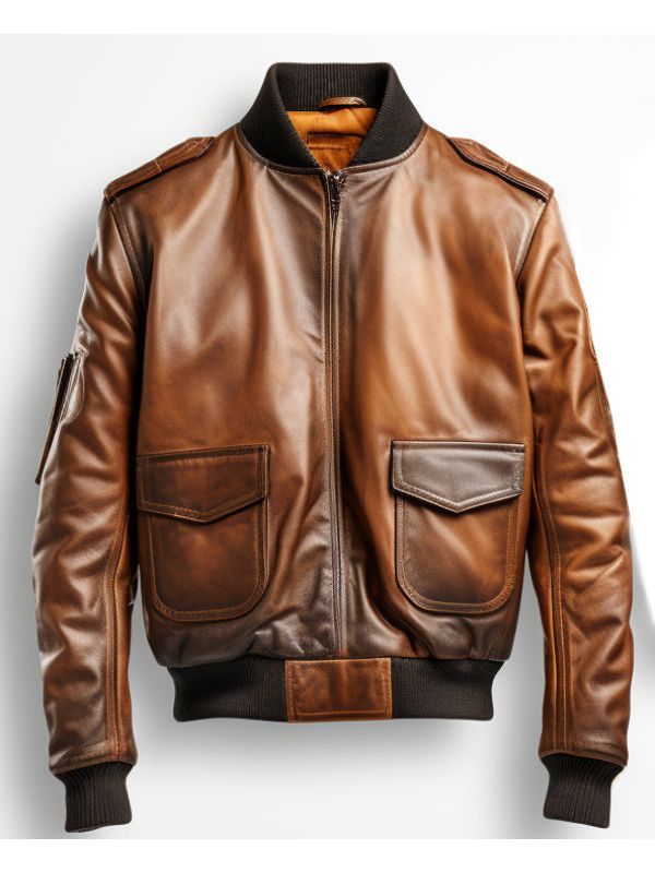Aviator G1 Distressed Men’s Bomber Vintage Leather Jacket – Distressed Brown