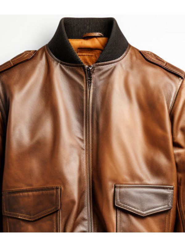Aviator G1 Distressed Men’s Bomber Vintage Leather Jacket – Distressed Brown