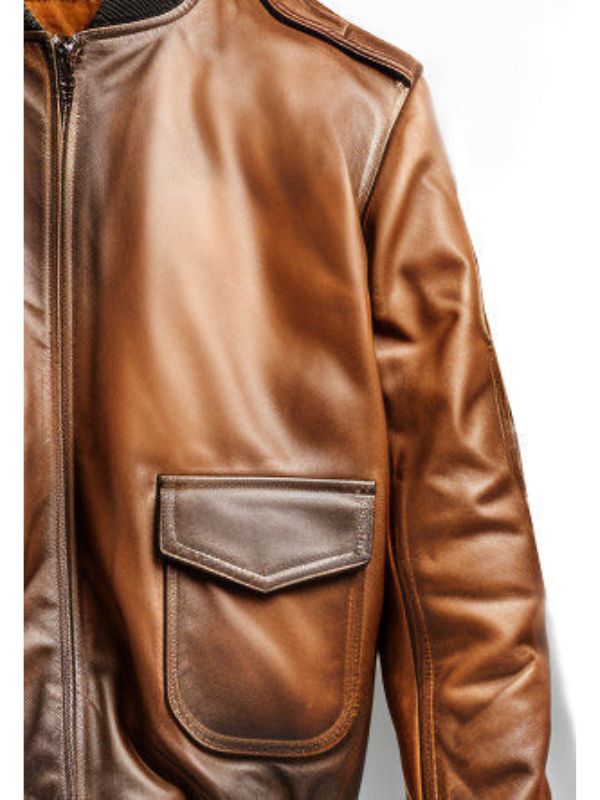 Aviator G1 Distressed Men’s Bomber Vintage Leather Jacket – Distressed Brown