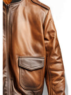 Aviator G1 Distressed Men’s Bomber Vintage Leather Jacket – Distressed Brown