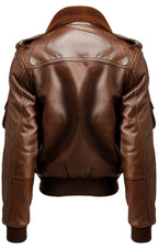 Brown Aviator Men Leather Bomber Distressed Jacket