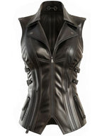 Claire Black Leather Vest for Women